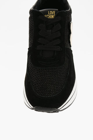 LOVE Sneakers RUN40 in Tessuto e Camoscio con Cuore Dorato