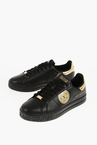 JEANS COUTURE Textured Leather COURT 88 Sneakers with Golden Details