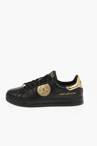 JEANS COUTURE Textured Leather COURT 88 Sneakers with Golden Details