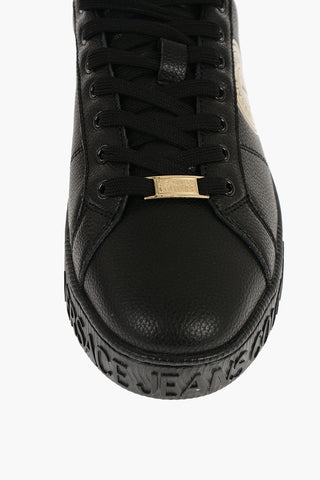 JEANS COUTURE Textured Leather COURT 88 Sneakers with Golden Details