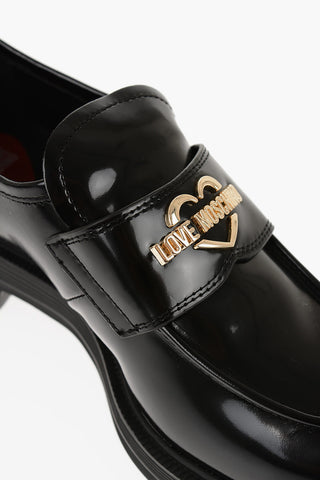 LOVE Leather Loafers with Chunky Sole and Golden Logo 4cm