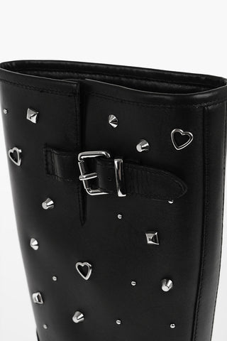 LOVE Leather TASSEL50 Boots with Studs Heel 5cm