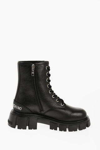 LOVE Leather TASSEL50 Combat Boots with Side Zip and Chunky Sole 5cm
