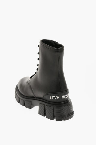 LOVE Leather TASSEL50 Combat Boots with Side Zip and Chunky Sole 5cm