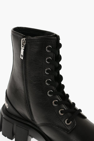 LOVE Leather TASSEL50 Combat Boots with Side Zip and Chunky Sole 5cm