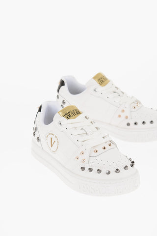 JEANS COUTURE Textured Leather COURT 88 Low Top Sneakers with Studs