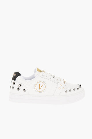 JEANS COUTURE Textured Leather COURT 88 Low Top Sneakers with Studs