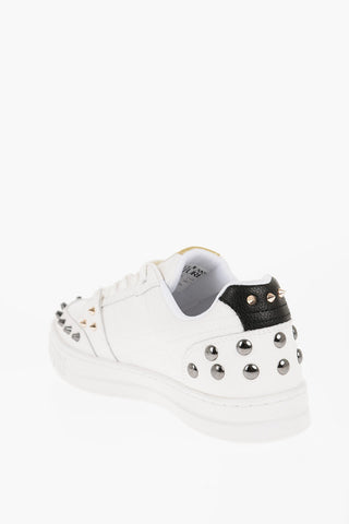 JEANS COUTURE Textured Leather COURT 88 Low Top Sneakers with Studs