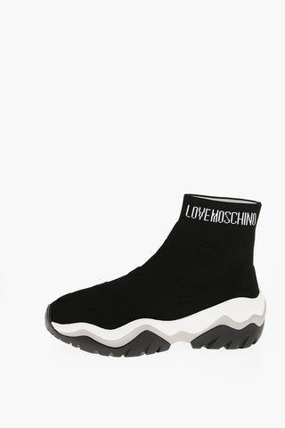 LOVE Sneakers Sock ROLLER45 in Tinta Unita con Cuori in Rilievo