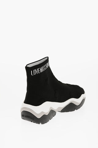 LOVE Sneakers Sock ROLLER45 in Tinta Unita con Cuori in Rilievo