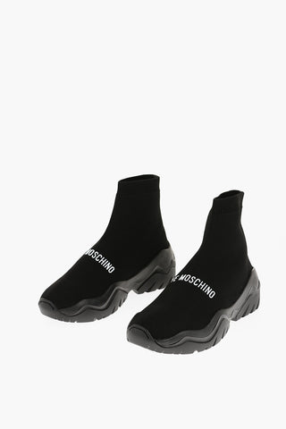 LOVE Solid Color ROLLER45 Sock Sneakers with Contrasting Logo