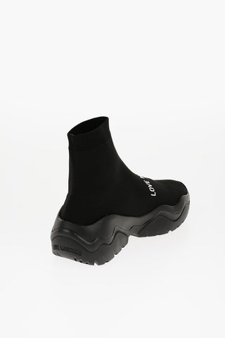 LOVE Solid Color ROLLER45 Sock Sneakers with Contrasting Logo