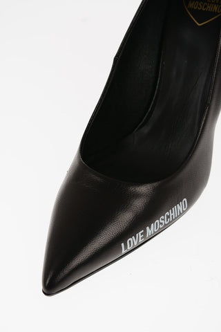 LOVE Leather Pumps with Contrasting Logo Heel 10cm