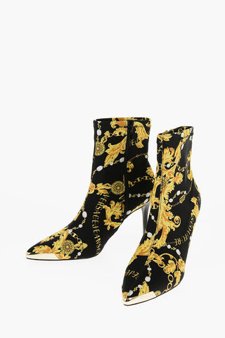 JEANS COUTURE Sock-Stiefeletten SCARLETT mit spitzer Spitze, Barockprint und 9 cm Absatz