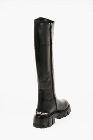 LOVE Stivali in Pelle con Zip Laterale e Suola Chunky 5cm