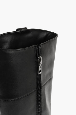 LOVE Stivali in Pelle con Zip Laterale e Suola Chunky 5cm