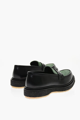 Leather Penny Loafers with Suede Detail
