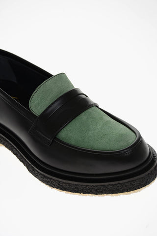 Leather Penny Loafers with Suede Detail