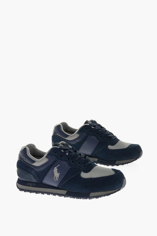 Suede Sneakers with Fabric Inserts