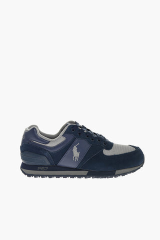 Suede Sneakers with Fabric Inserts