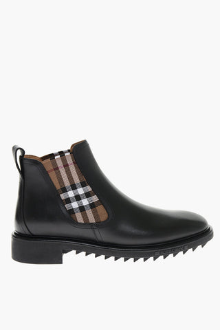 Leather Chelsea Booties with Tartan Elastic Inserts