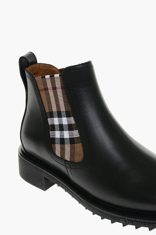 Leather Chelsea Booties with Tartan Elastic Inserts