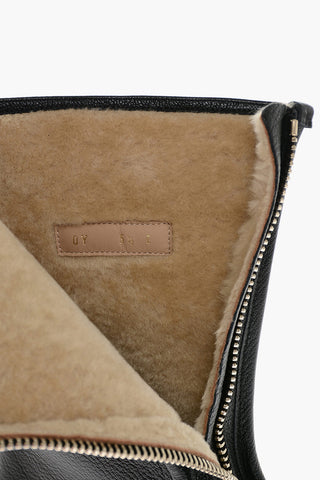 Textured Leather Booties with Front Zip