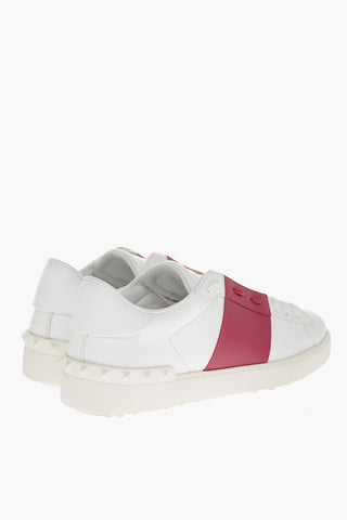 Sneakers in Pelle con Banda a Contrasto
