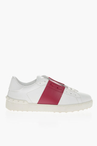 Sneakers in Pelle con Banda a Contrasto