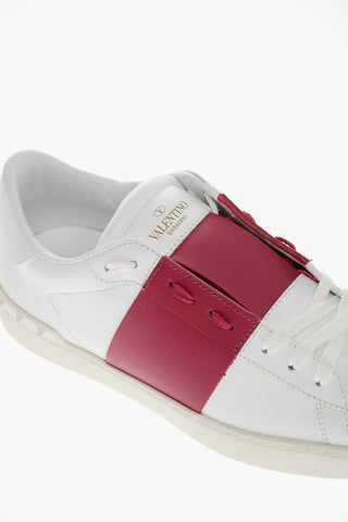 Sneakers in Pelle con Banda a Contrasto