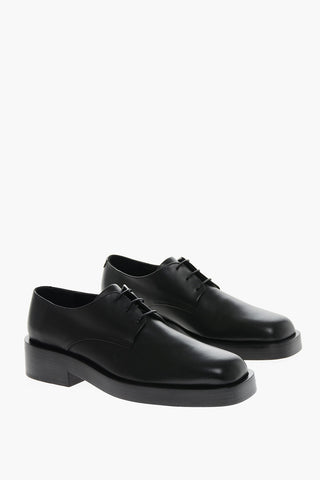 Squared Toe Leather Derby Shoes