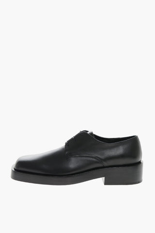 Squared Toe Leather Derby Shoes