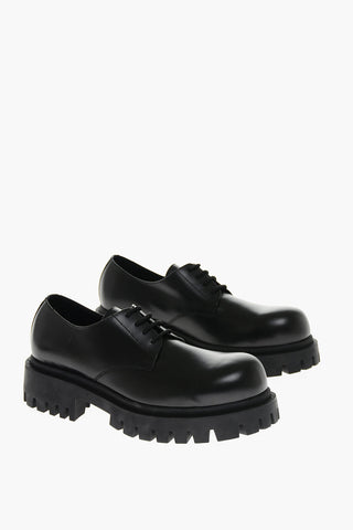 Scarpe Derby in Pelle con Suola Platform Carrarmata