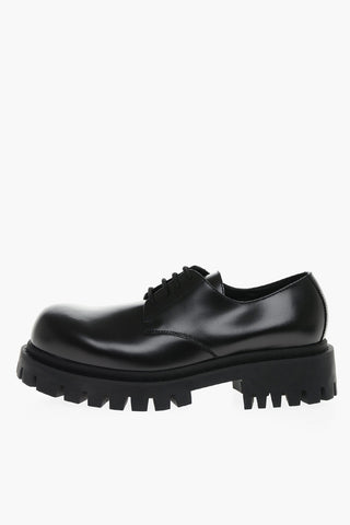 Scarpe Derby in Pelle con Suola Platform Carrarmata
