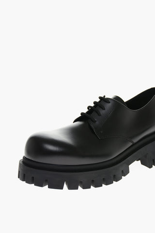 Scarpe Derby in Pelle con Suola Platform Carrarmata