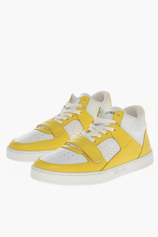 Leather Mid-top Sneakers with Velcro Detail