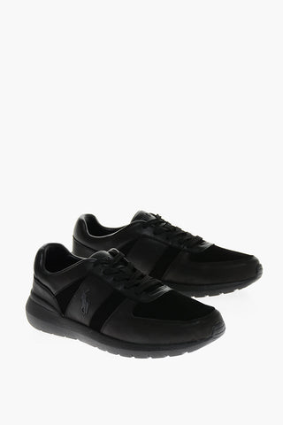 Lace-up Leather and Suede Sneakers