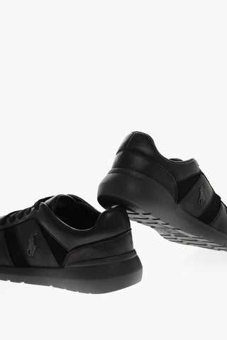Lace-up Leather and Suede Sneakers