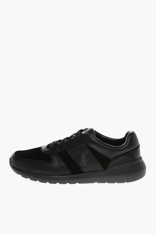 Lace-up Leather and Suede Sneakers