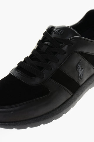Lace-up Leather and Suede Sneakers