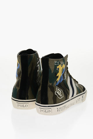Canvas High-top Sneakers with Camouflage Motif