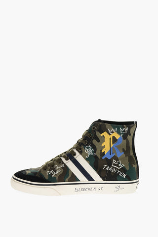 Canvas High-top Sneakers with Camouflage Motif