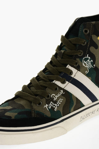 Canvas High-top Sneakers with Camouflage Motif