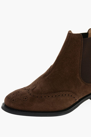 Suede RAVENFIELD Chelsea Booties with Brogue Toe