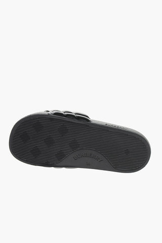Slippers in Pelle Trapuntata con Monogram in Metallo