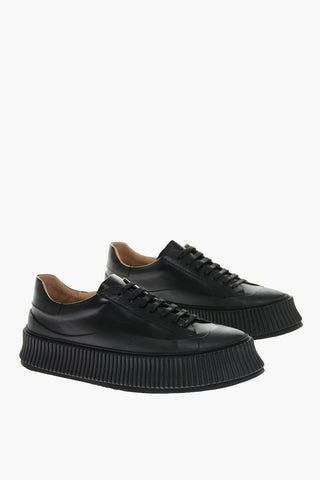 Sneakers Stringate in Pelle con Suola Platform