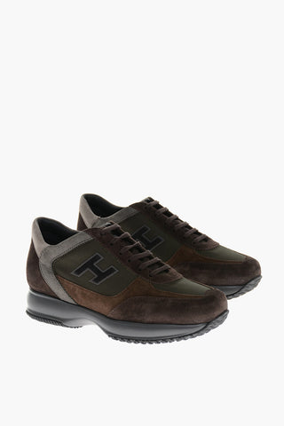 INTERACTIVE Suede Sneakers with Fabric Inserts