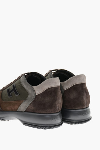INTERACTIVE Suede Sneakers with Fabric Inserts