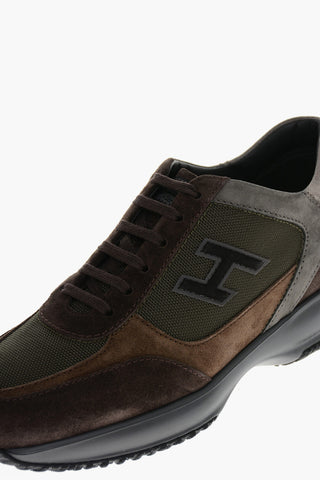 INTERACTIVE Suede Sneakers with Fabric Inserts