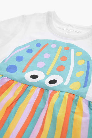 Vestito con Stampa Frontale ed Orlo Sfrangiato